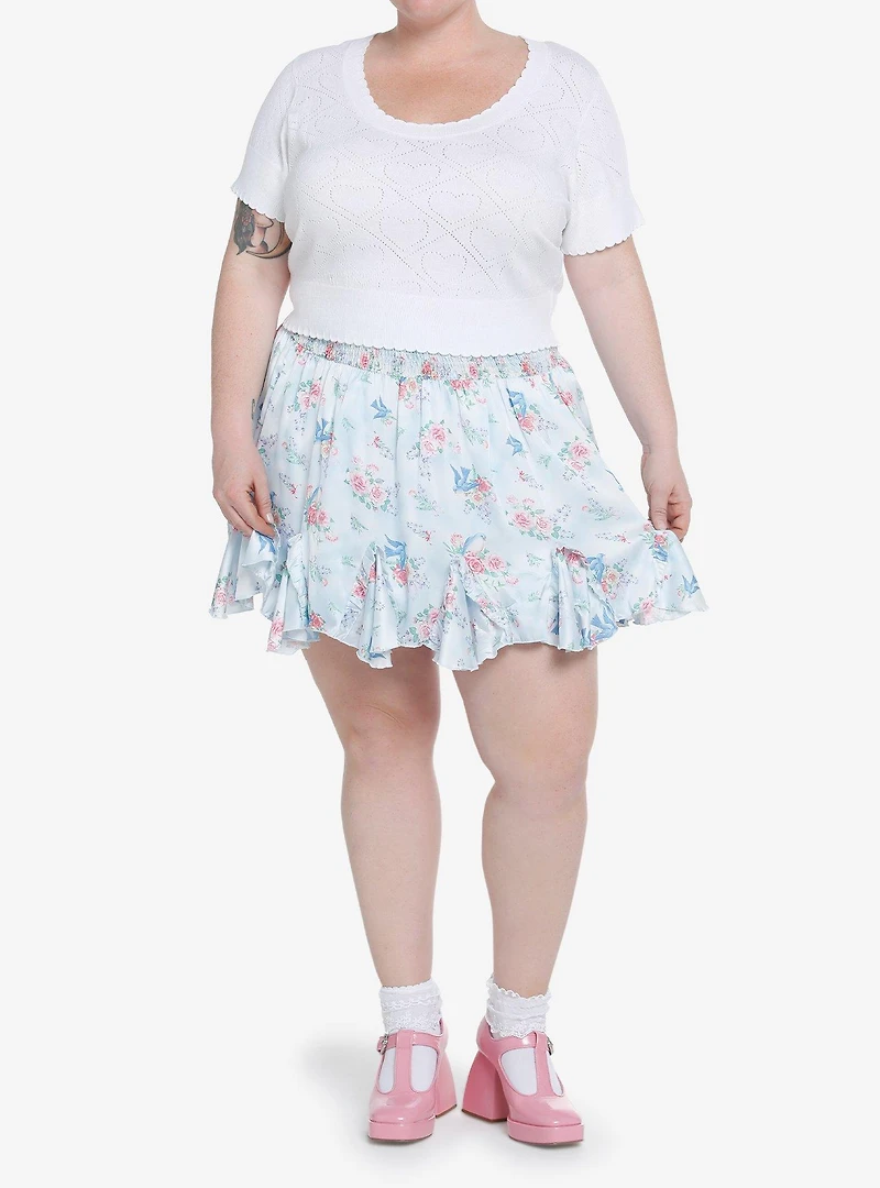 Sweet Society White Hearts Girls Crop Sweater Top Plus Size