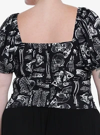 Black & White Animal Skeletons Girls Crop Top Plus