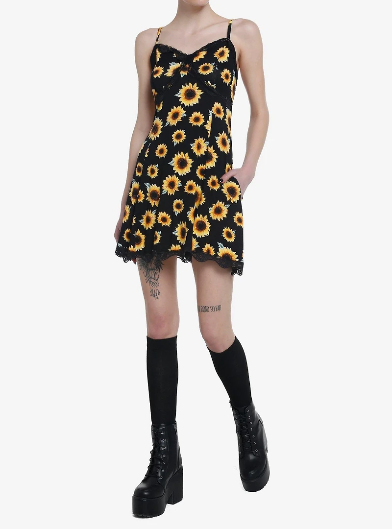 Sunflowers & Lace Slip Dress