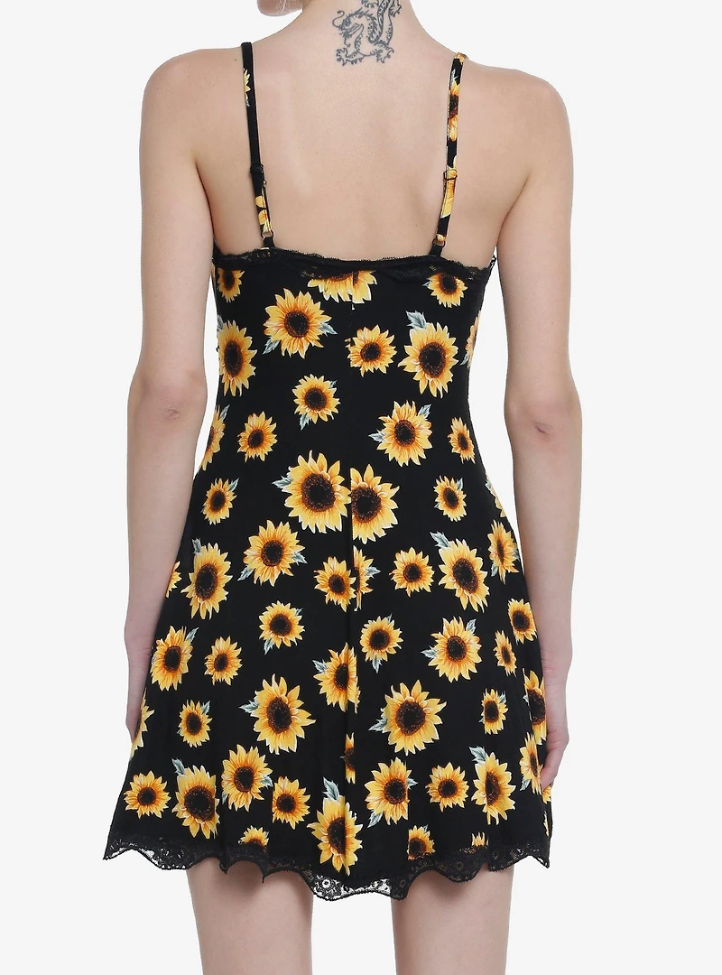 Sunflowers & Lace Slip Dress