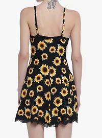 Sunflowers & Lace Slip Dress