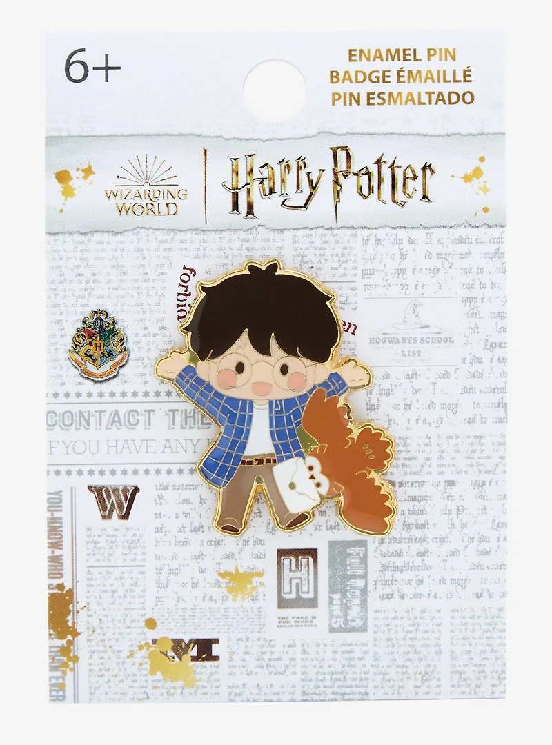 Loungefly Harry Potter Chibi Harry & Hogwarts Letter Enamel Pin - BoxLunch Exclusive