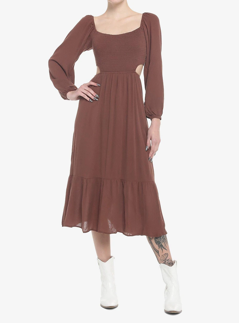 Chocolate Brown Cutout Back Maxi Dress