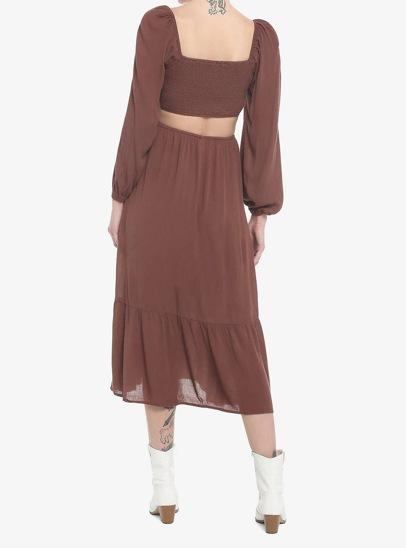 Chocolate Brown Cutout Back Maxi Dress