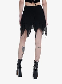 Cosmic Aura Black Hanky Hem Mini Skirt