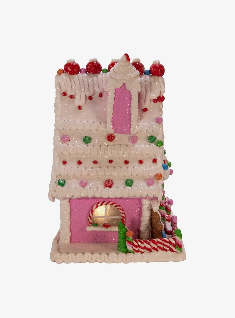Kurt Adler Pink Candy LED Gingerbread House Figure