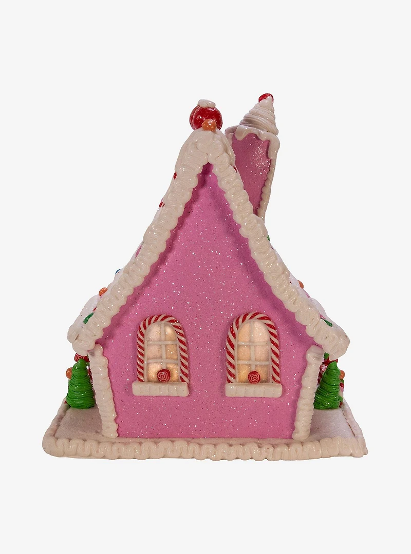 Kurt Adler Pink Candy LED Gingerbread House Figure