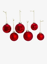 Kurt Adler Shiny and Matte Red Glass Ball Ornaments Set
