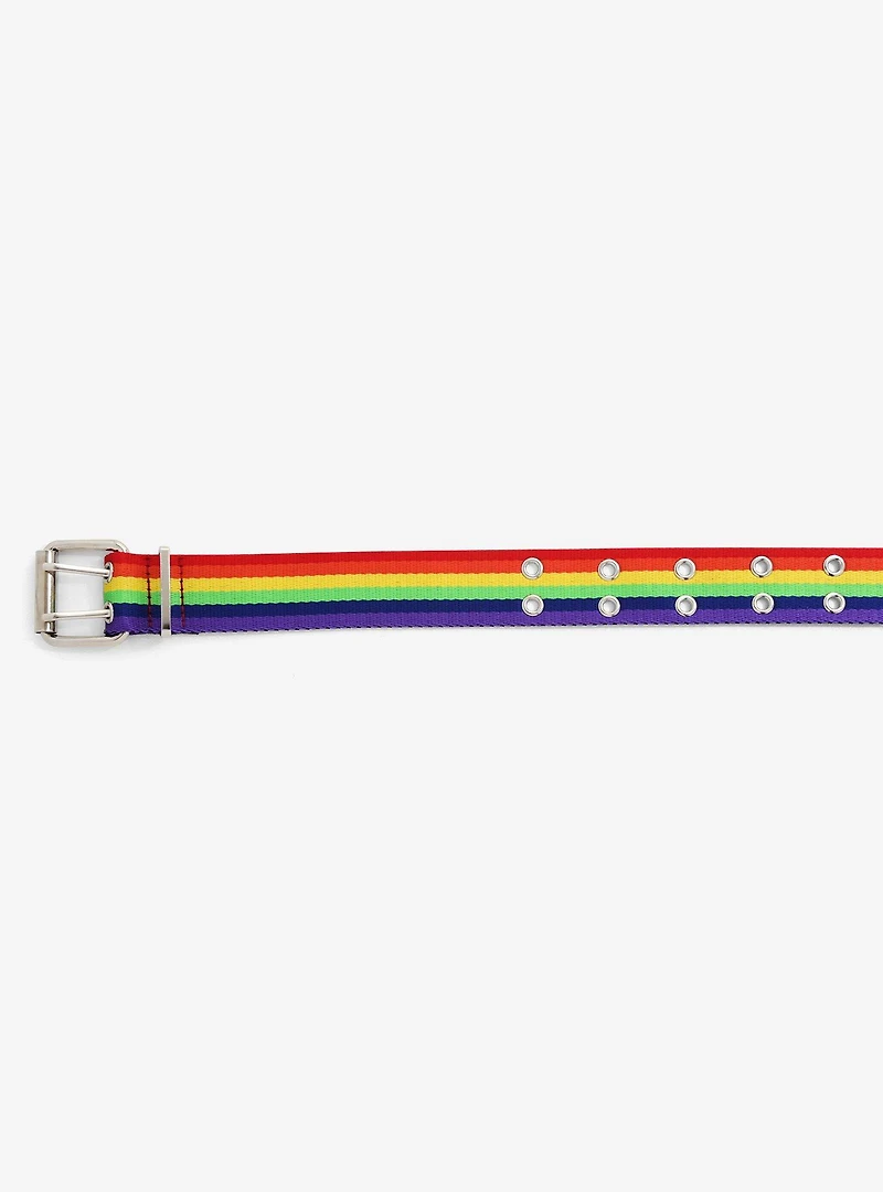 Rainbow Woven Double Grommet Belt