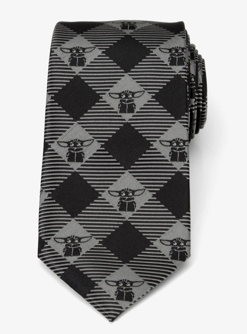 Star Wars The Mandalorian The Child Checkered Black Men's Tie