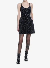 Cosmic Aura Rainbow Constellations Velvet Skater Dress