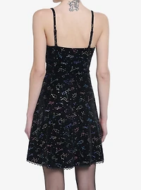 Cosmic Aura Rainbow Constellations Velvet Skater Dress