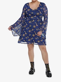 Cosmic Aura Celestial Bell Sleeve Dress Plus Size