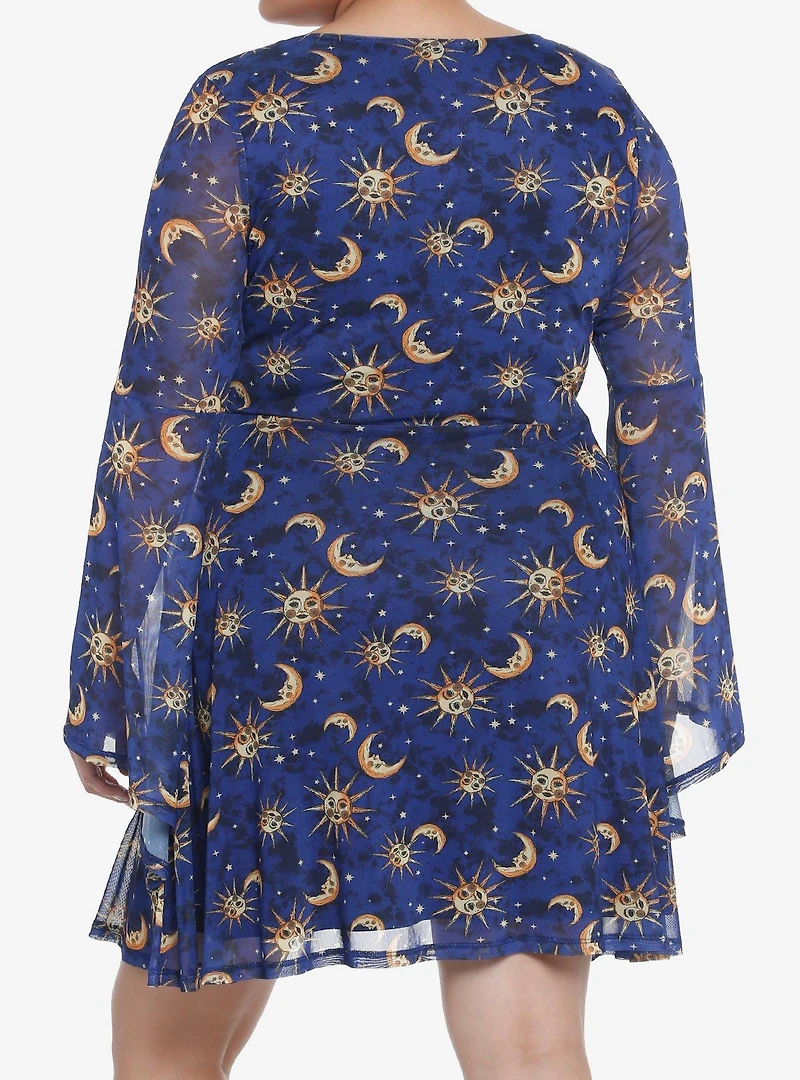 Cosmic Aura Celestial Bell Sleeve Dress Plus Size