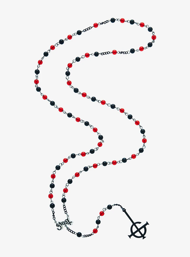 Ghost Grucifix Rosary Necklace