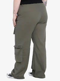 Green Wide Leg Cargo Pants Plus Size