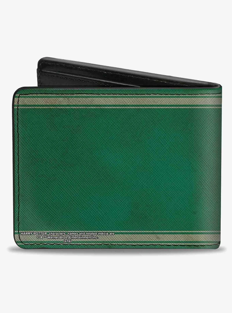 Harry Potter SlyTherin Crest Stripe Weathered Bifold Wallet