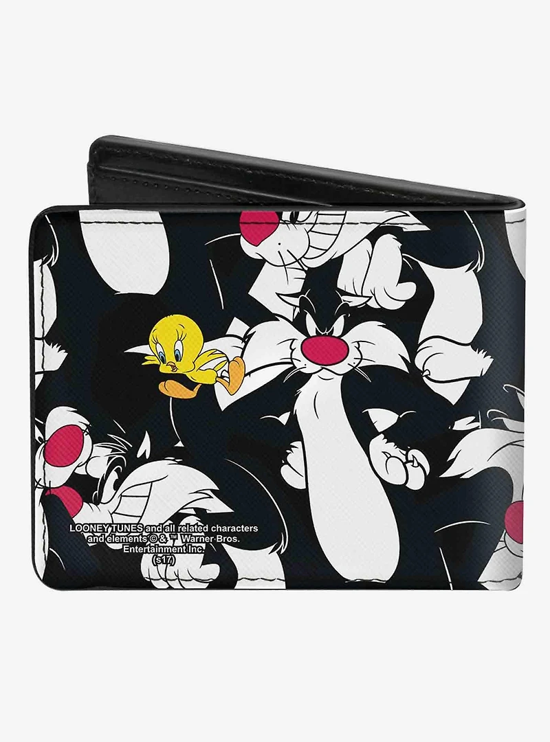 Looney Tunes Sylvester and Tweety Poses Scattered Bifold Wallet