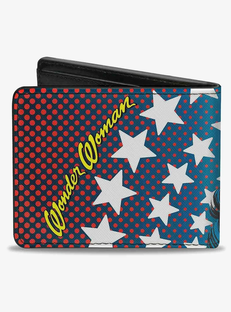 DC Comics Wonder Woman Stars Face Halftone Bifold Wallet