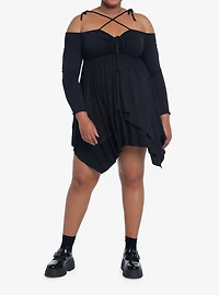 Thorn & Fable Hanky Hem Girls Cold Shoulder Dress Plus Size