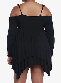 Thorn & Fable Hanky Hem Girls Cold Shoulder Dress Plus Size