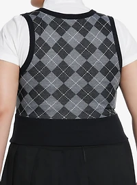 Social Collision Argyle Vest Girls Woven Twofer Plus