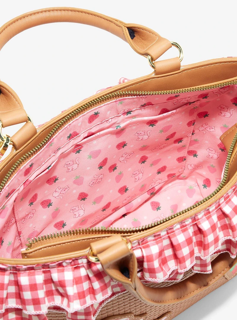 Strawberry Shortcake Gingham Basket Crossbody Bag
