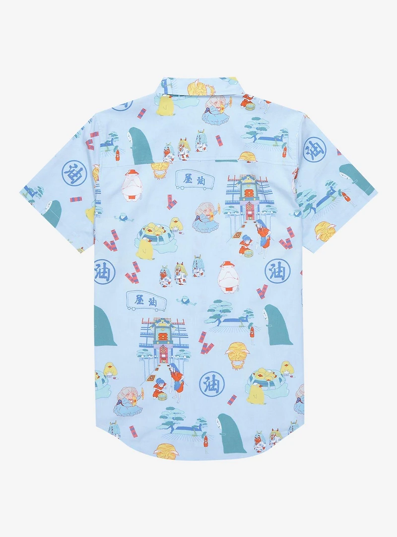 Studio Ghibli Spirited Away Tonal Icons Allover Print Woven Button-Up - BoxLunch Exclusive