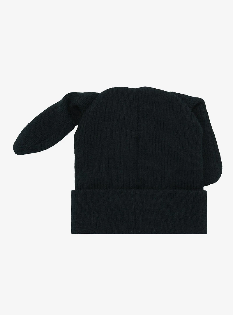 Stitched Black Bunny Figural Beanie