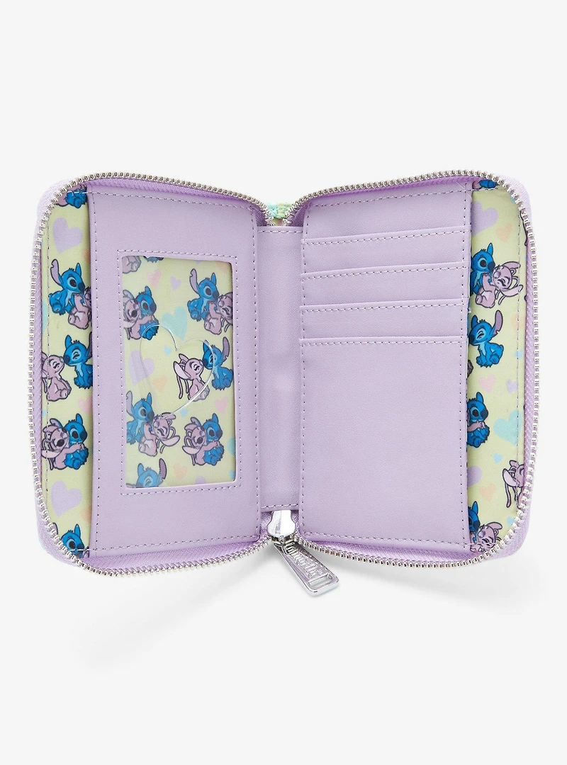 Loungefly Disney Lilo & Stitch: The Series Angel & Stitch Corduroy Small Zip Wallet - BoxLunch Exclusive