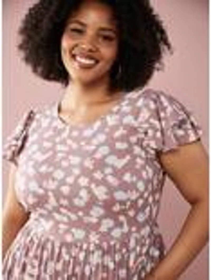 Her Universe Disney Princess Floral Sidekicks Allover Print Plus Dress