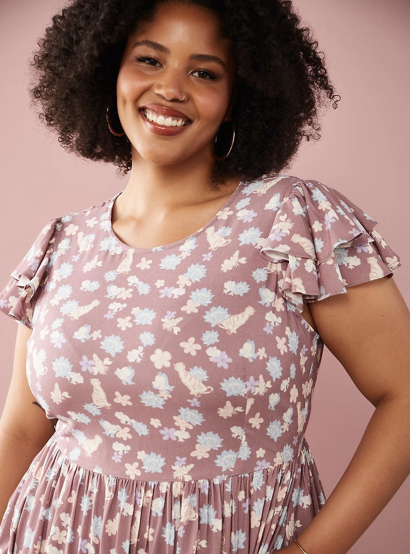 Her Universe Disney Princess Floral Sidekicks Allover Print Plus Dress