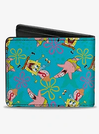 Spongebob Squarepants Patrick And Gary Joy Poses And Flowers Bifold Wallet