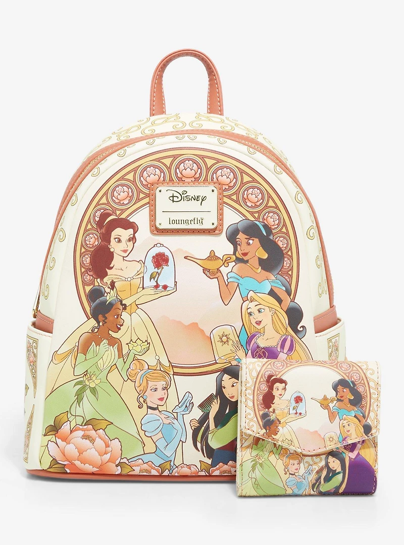 Loungefly Disney Princess Ornate Floral Group Portrait Small Wallet - BoxLunch Exclusive