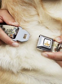 Disney Snow White And The Seven Dwarfs With Script Flowers Seatbelt Buckle Dog Collar