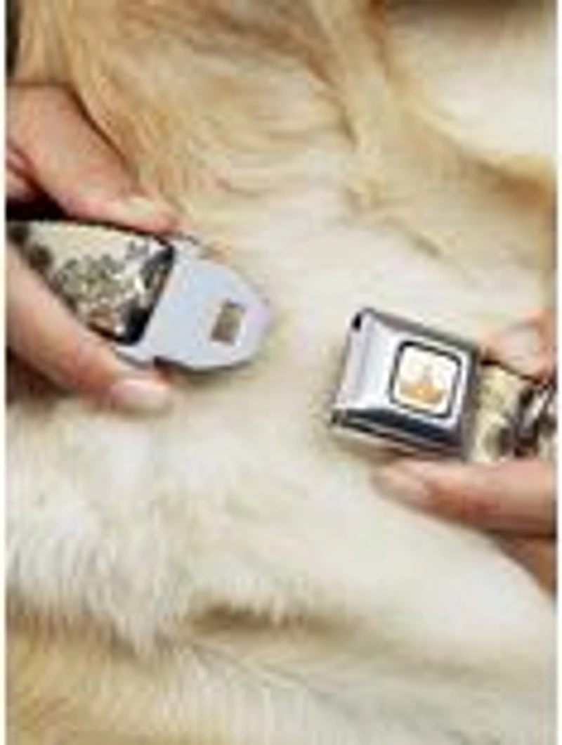 Disney Snow White And The Seven Dwarfs With Script Flowers Seatbelt Buckle Pet Collar