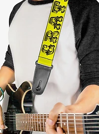 Grateful Dead Skull Roses Yellow Guitar Strap