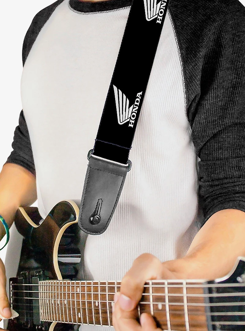 Honda Motorcycle Logo Black White Guitar Strap