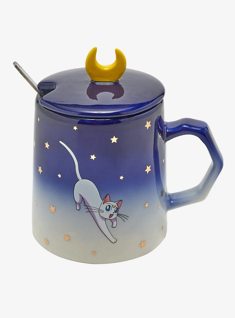 Sailor Moon Luna and Artemis Mug with Lid and Spoon