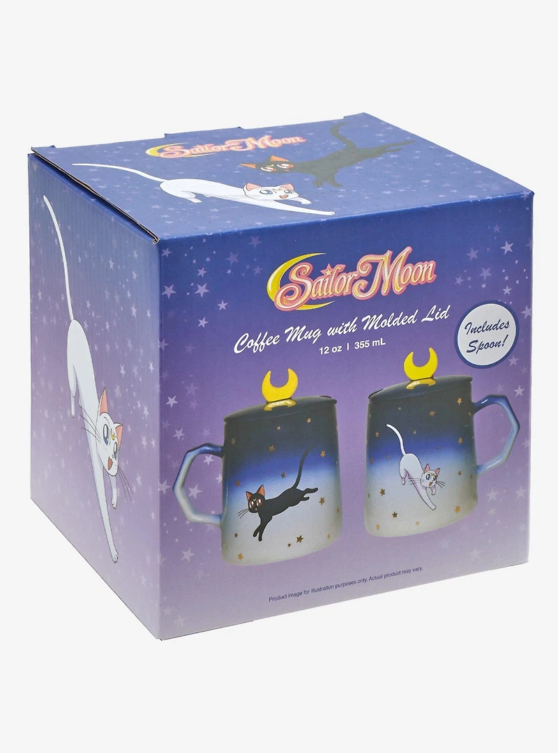 Sailor Moon Luna and Artemis Mug with Lid and Spoon