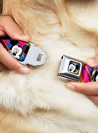Disney Mickey Mouse Expressions Multi Color Seatbelt Buckle Dog Collar