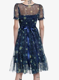 Thorn & Fable Starry Night Mesh Puff Sleeve Dress
