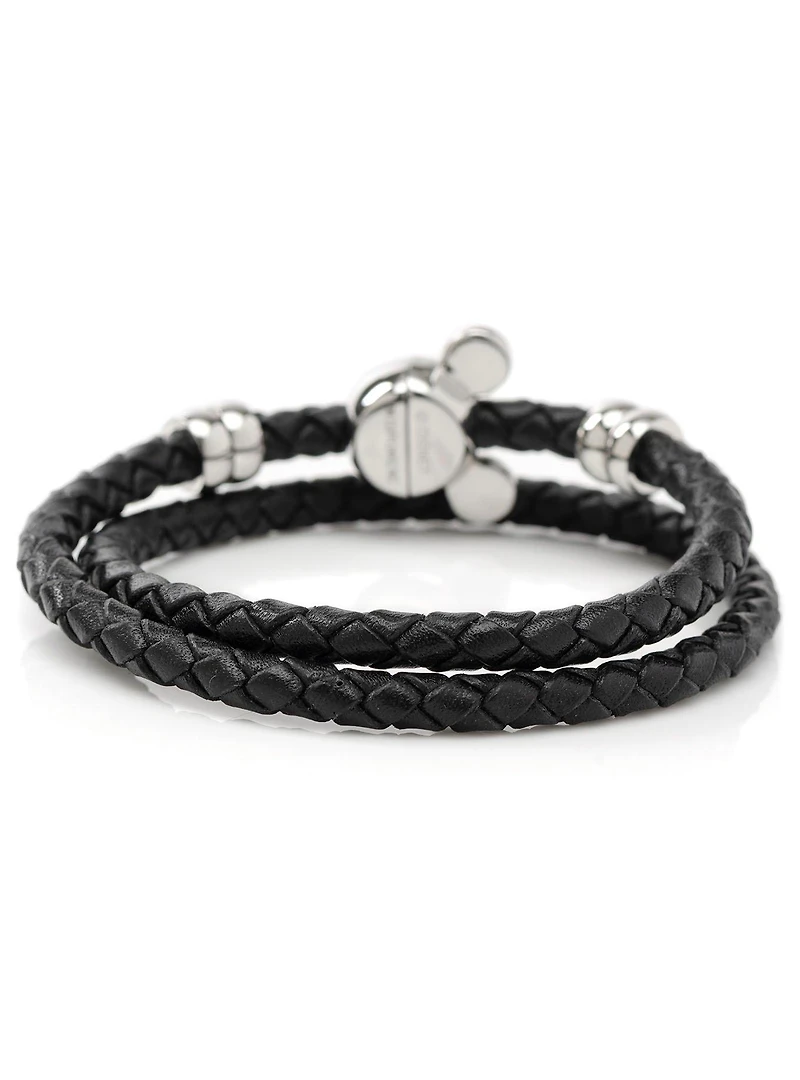 Disney Mickey Mouse Black Double Wrapped Leather Bracelet