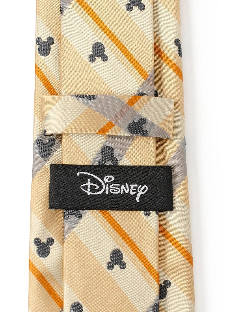 Disney Mickey Mouse Silhouette Tan Plaid Tie