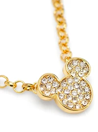 Disney Mickey Mouse Gold Crystal Chain Tie Bar