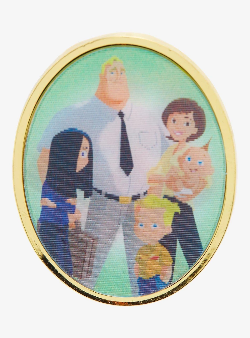 Loungefly Disney Pixar The Incredibles Lenticular Family Portrait Enamel Pin - BoxLunch Exclusive