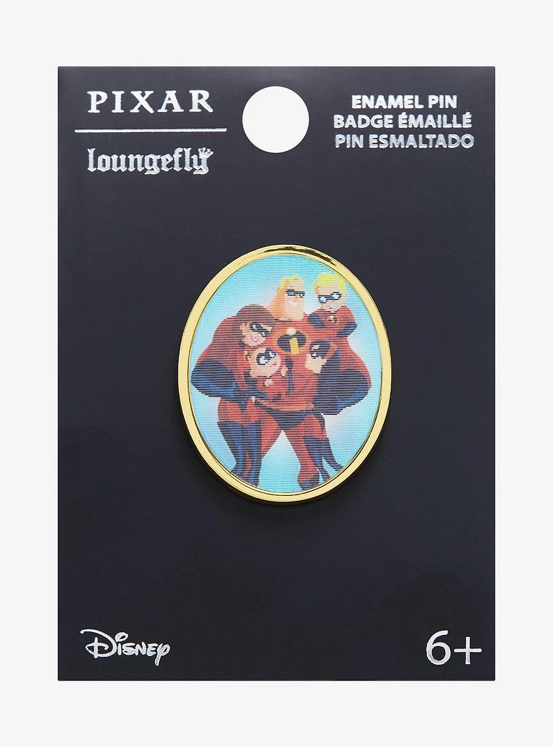 Loungefly Disney Pixar The Incredibles Lenticular Family Portrait Enamel Pin - BoxLunch Exclusive
