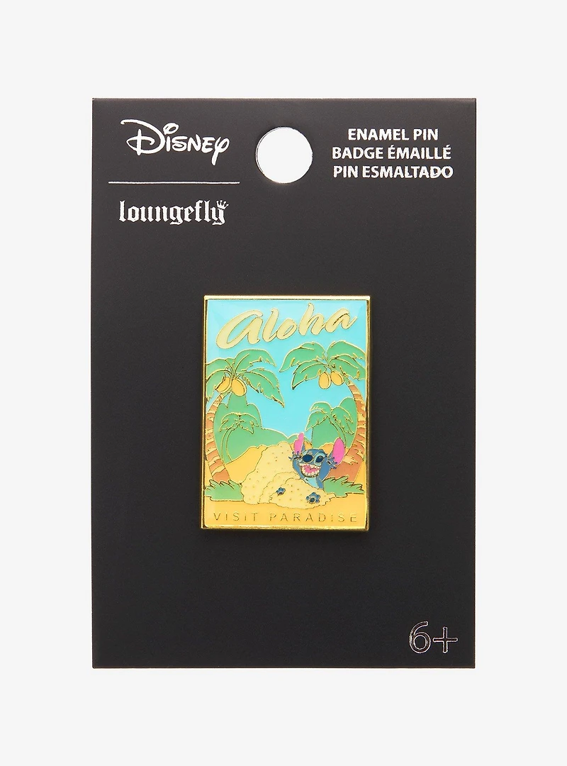 Loungefly Disney Lilo & Stitch Visit Paradise Poster Enamel Pin - BoxLunch Exclusive