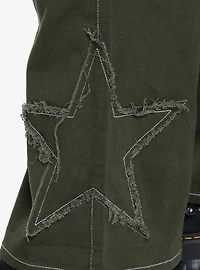 Green Star Patch Straight Leg Pants Plus