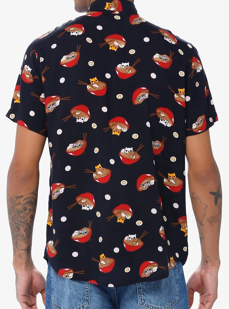Kitty Ramen Woven Button-Up